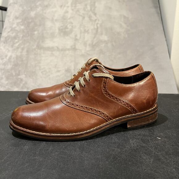Cole Haan Drake Shoes Mens 8 Medium Brown Leather Oxford Brogue Dress Lace Up - Picture 3 of 11